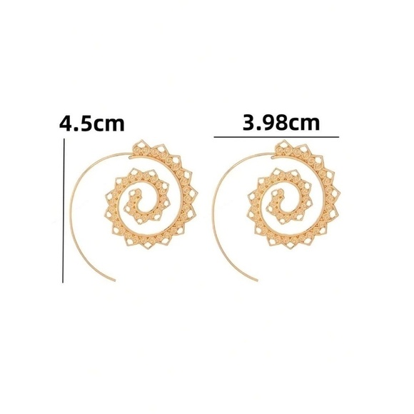 NEW Swirly Hoop Earrings Gold Tone Boho Festival Dangle Round Bohemian Resort - Picture 5 of 6